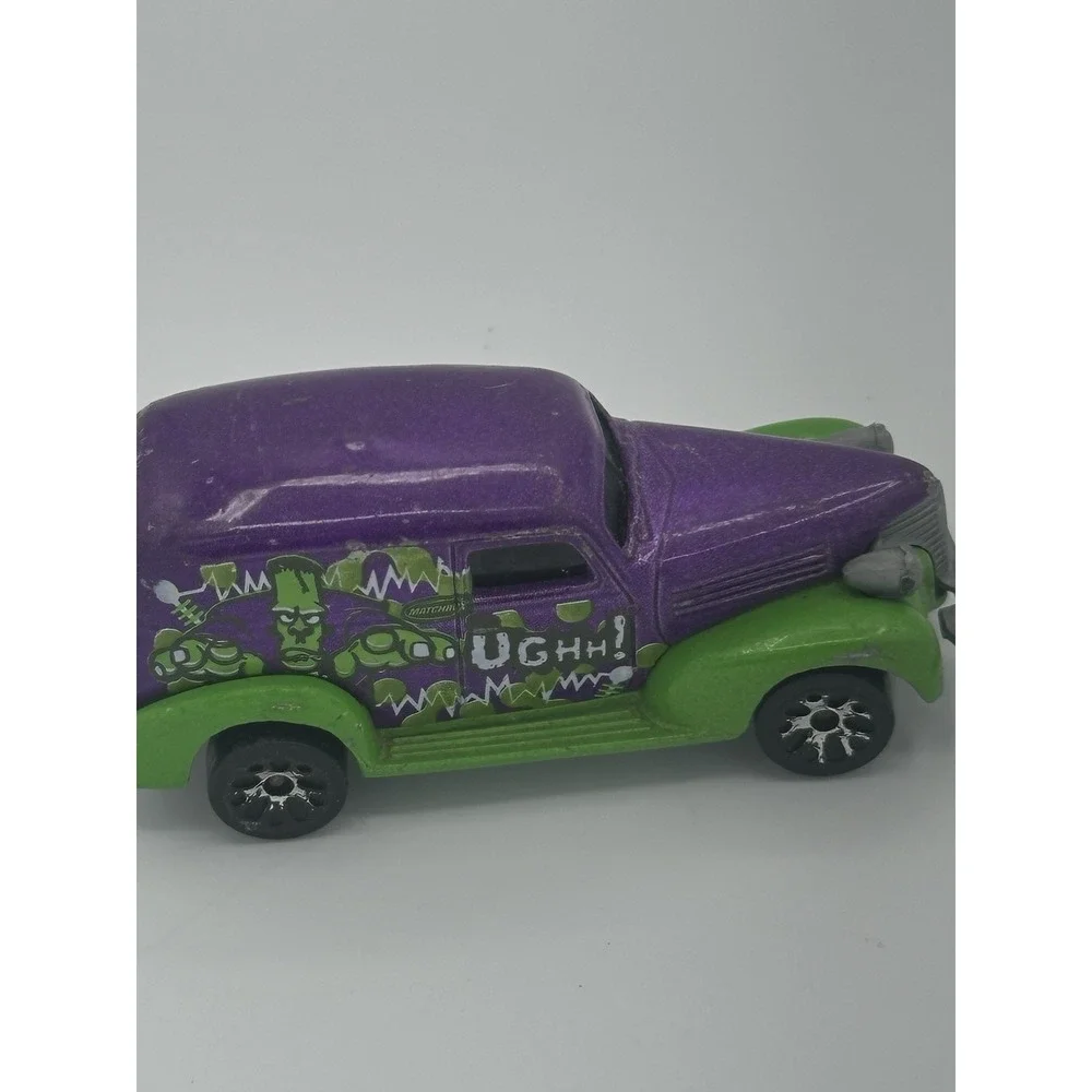 Vintage Matchbox Diecast Toy Car UGHH! 1939 Chevy Van Purple Green Frankenstein